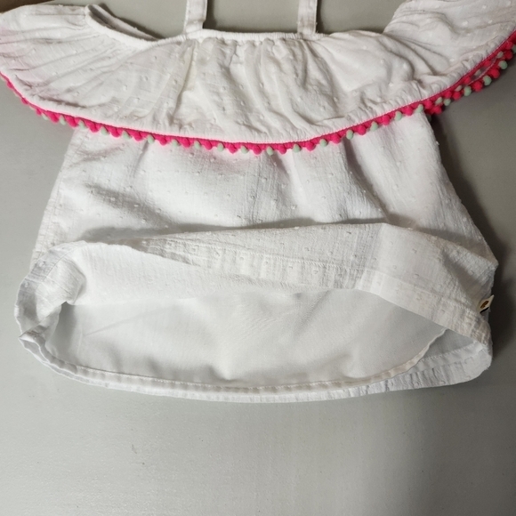 Kate Spade Toddler Girls White Swiss Dot/Pom Pom Off Shoulder Top-Size 3 - Picture 2 of 8